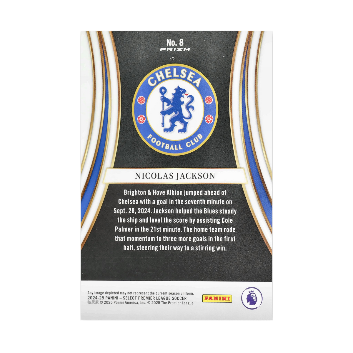 Nicolas Jackson collectible card — back