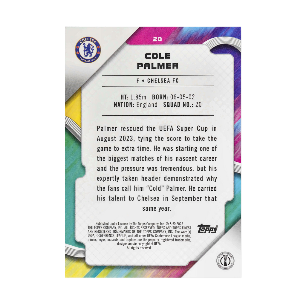 Cole Palmer collectible card — back