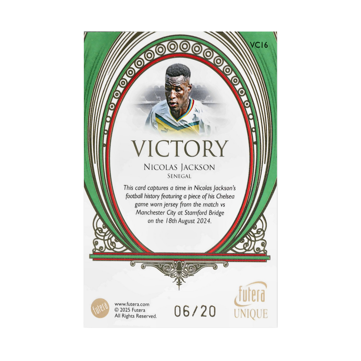 Nicolas Jackson collectible card — back