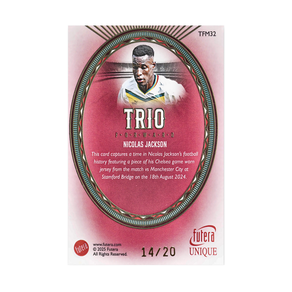 Nicolas Jackson collectible card — back
