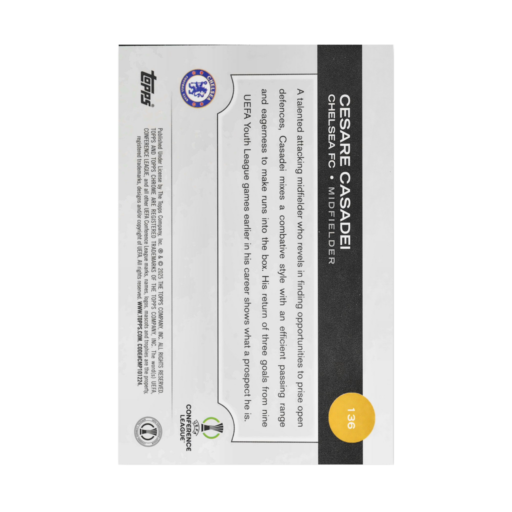 Cesare Casadei collectible card — back