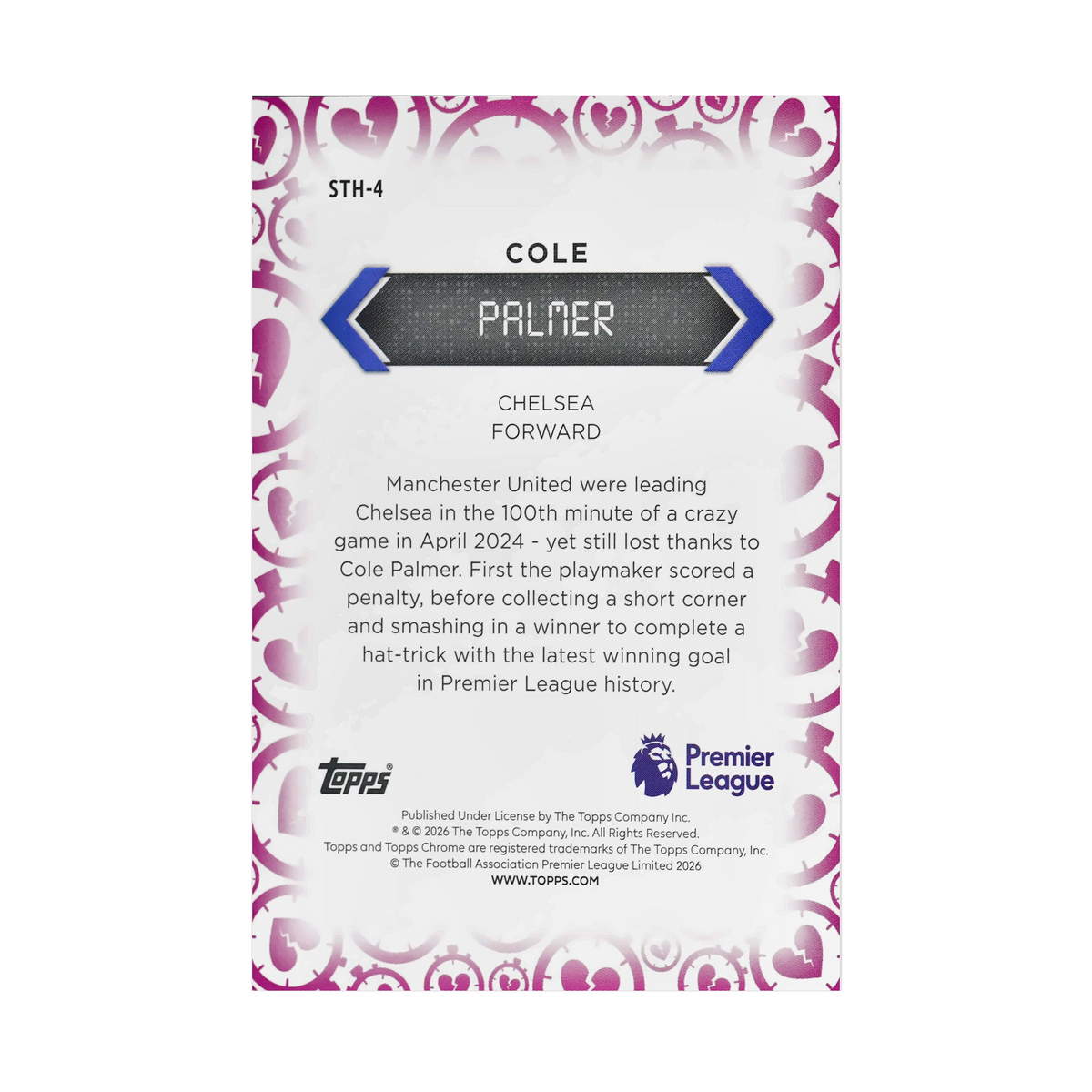 Cole Palmer collectible card — back