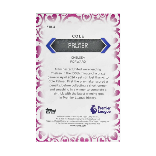 Cole Palmer collectible card — back