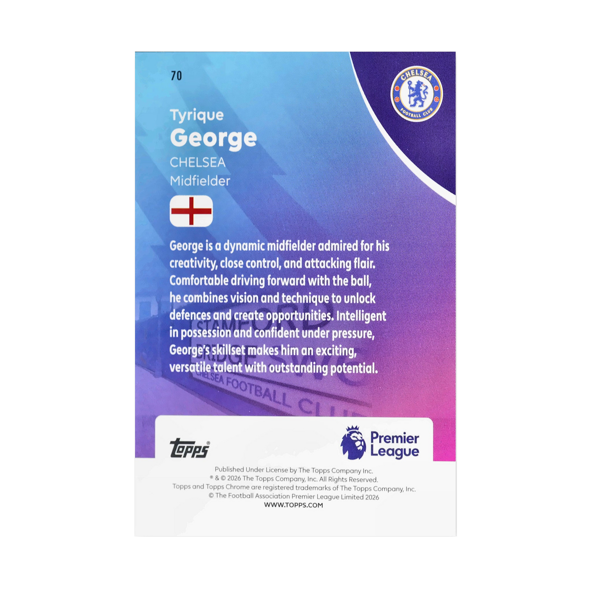 Tyrique George collectible card — back