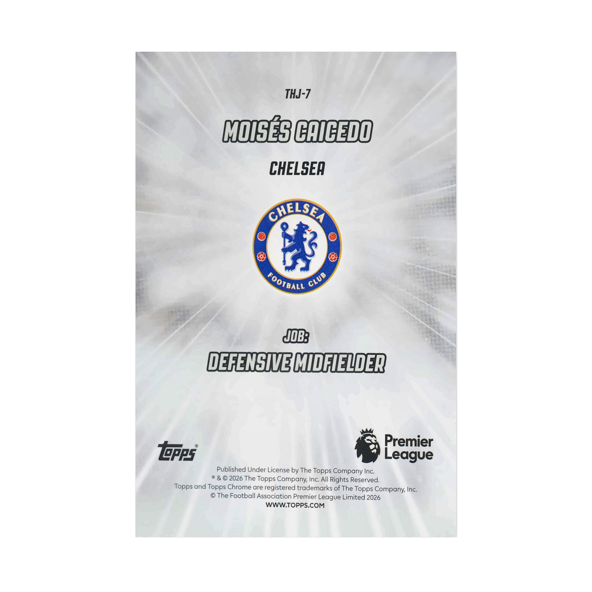 Moisés Caicedo collectible card — back