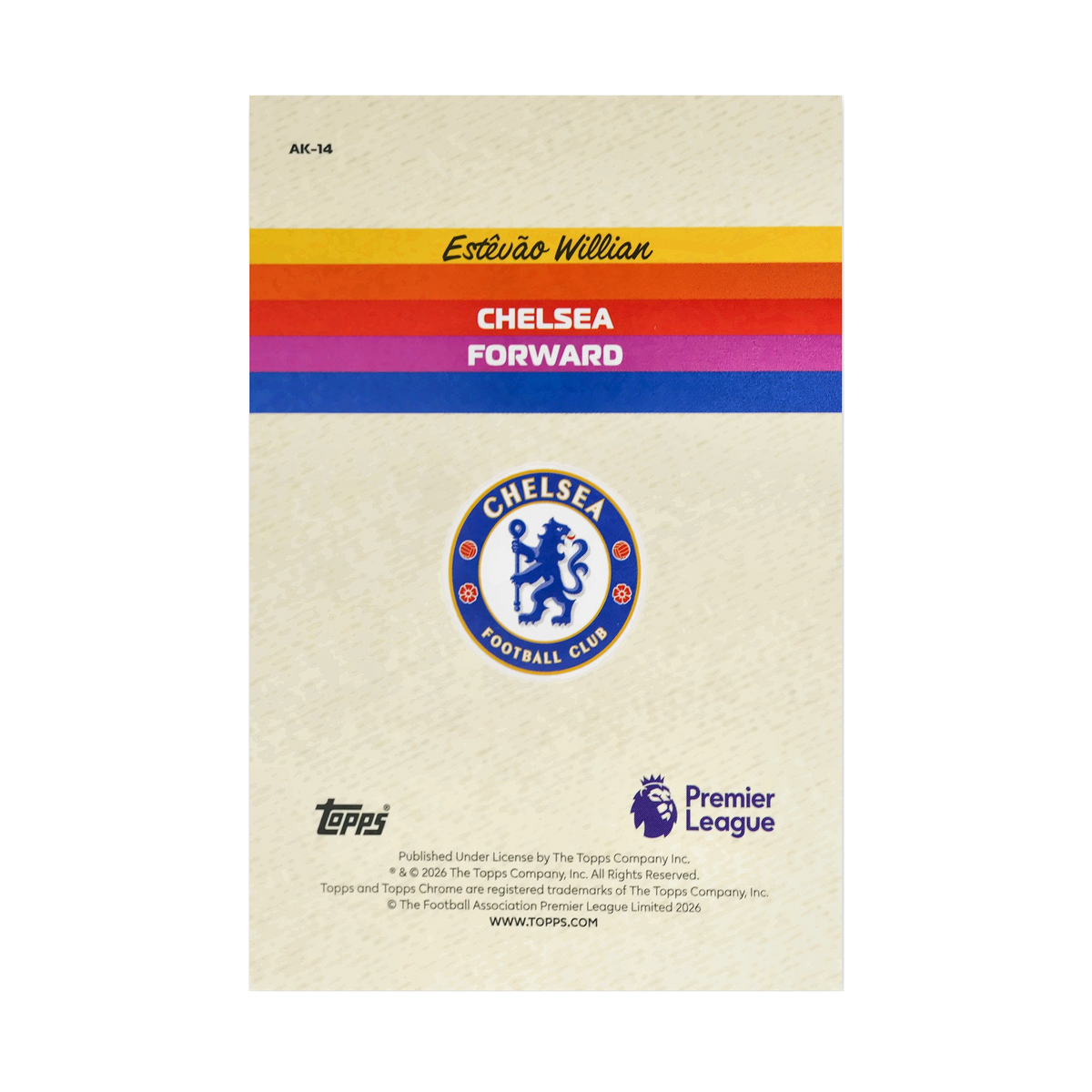 Estêvão Willian collectible card — back