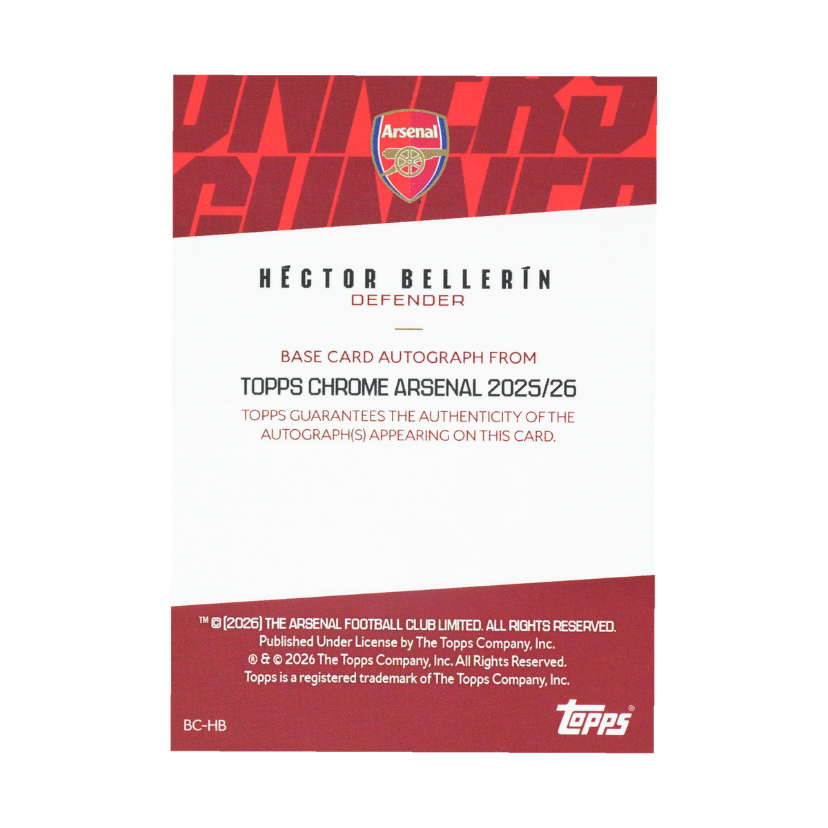 Hector Bellerin BC-HB — back