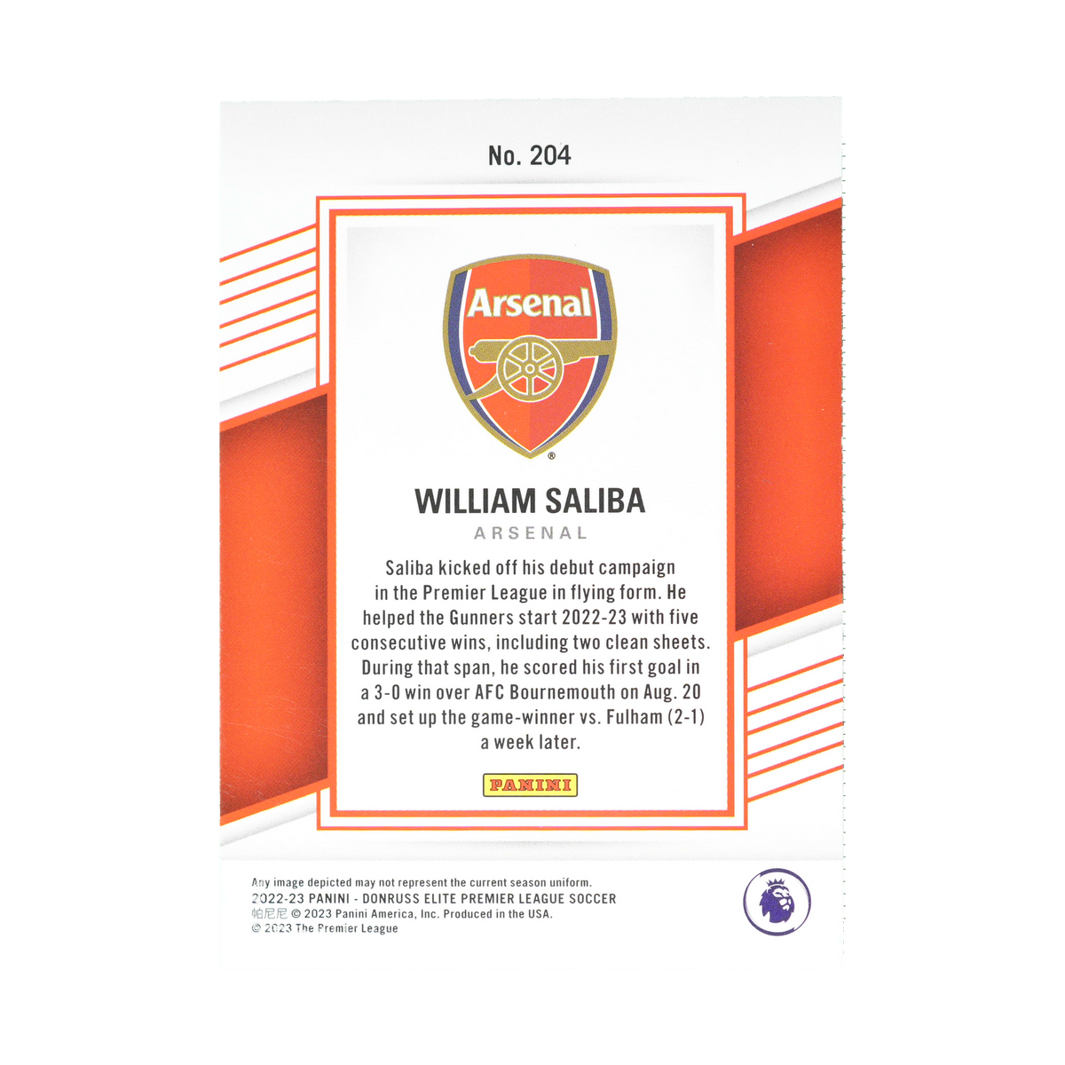 William Saliba 204 — back