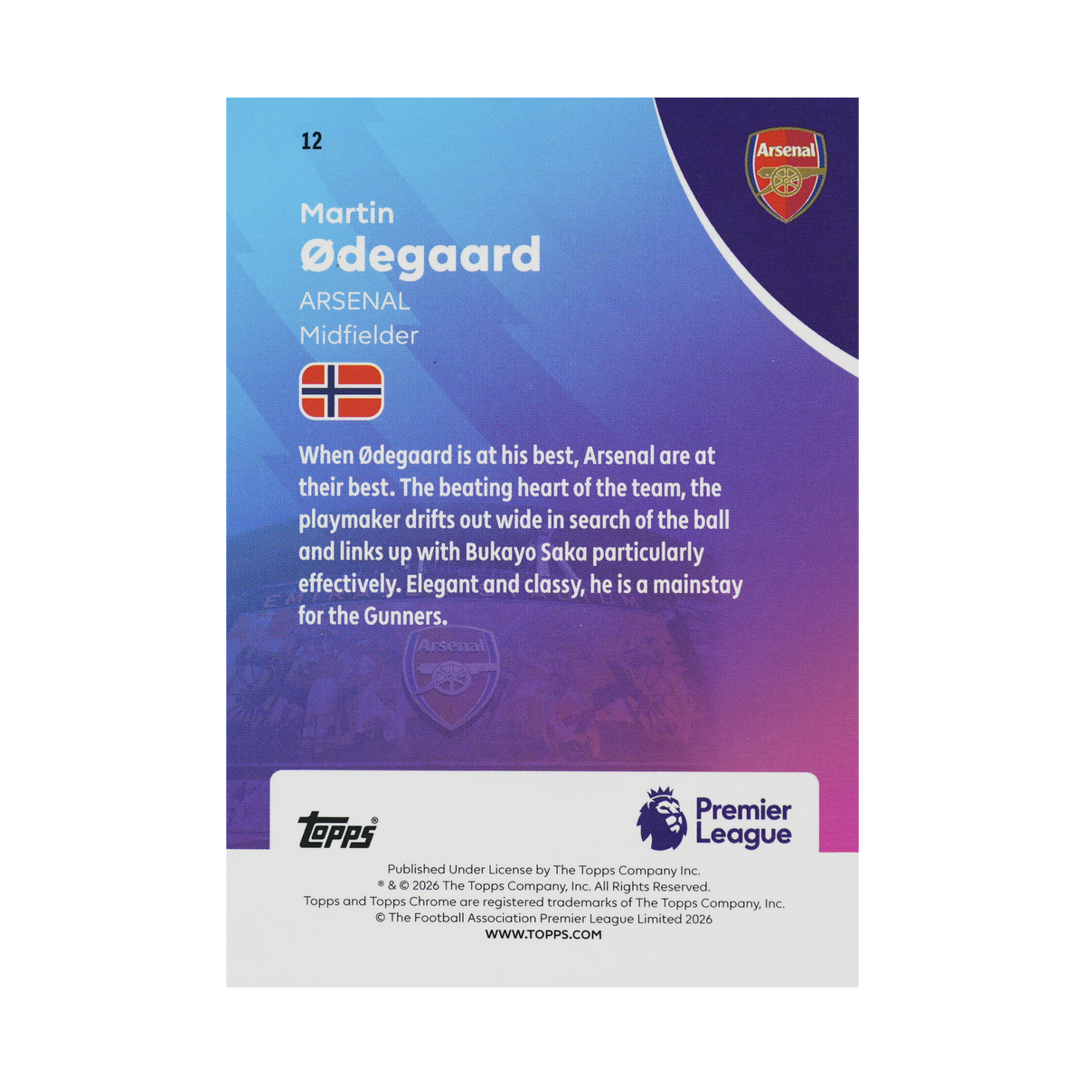 Martin Ødegaard 12 — back