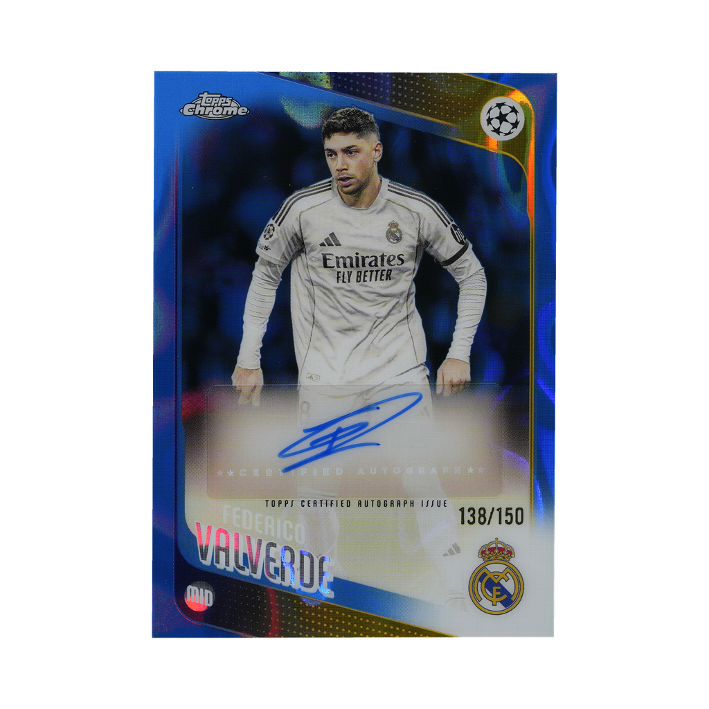 Federico Valverde — 2025/26 — Topps Chrome UEFA Club Competitions — #CA-FV — Blue Lava Refractor Autograph — 138/150