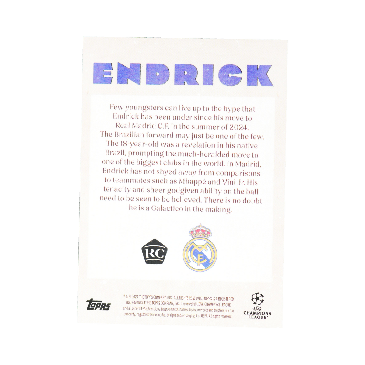 Endrick 2024/25 Artistry #NNO, back view