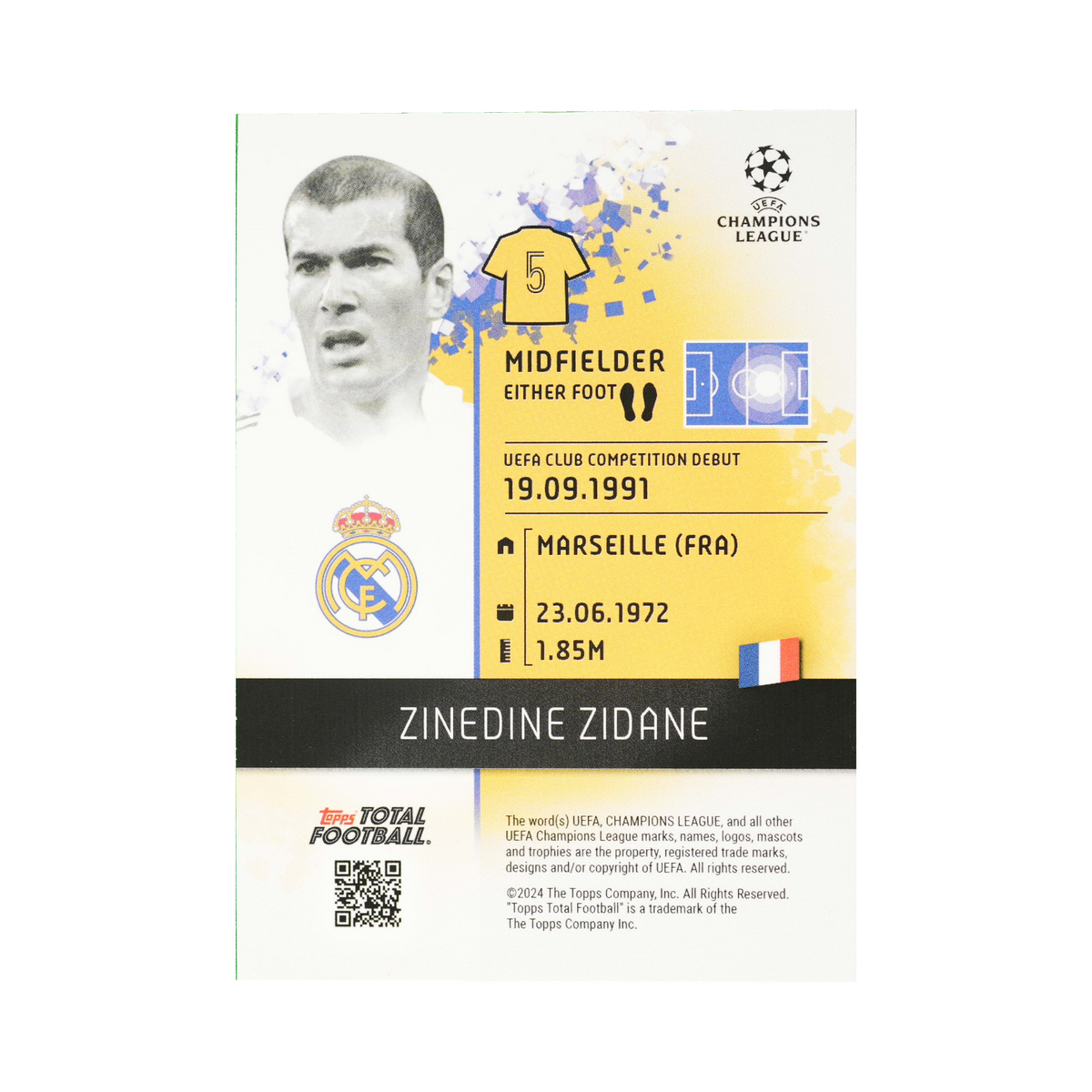 Zinedine Zidane 2024/25 Baroque #1187 67/75, back view
