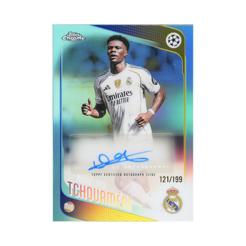 Aurélien Tchouaméni 2025/26 Aqua Refractor #CA-AT 121/199, front view