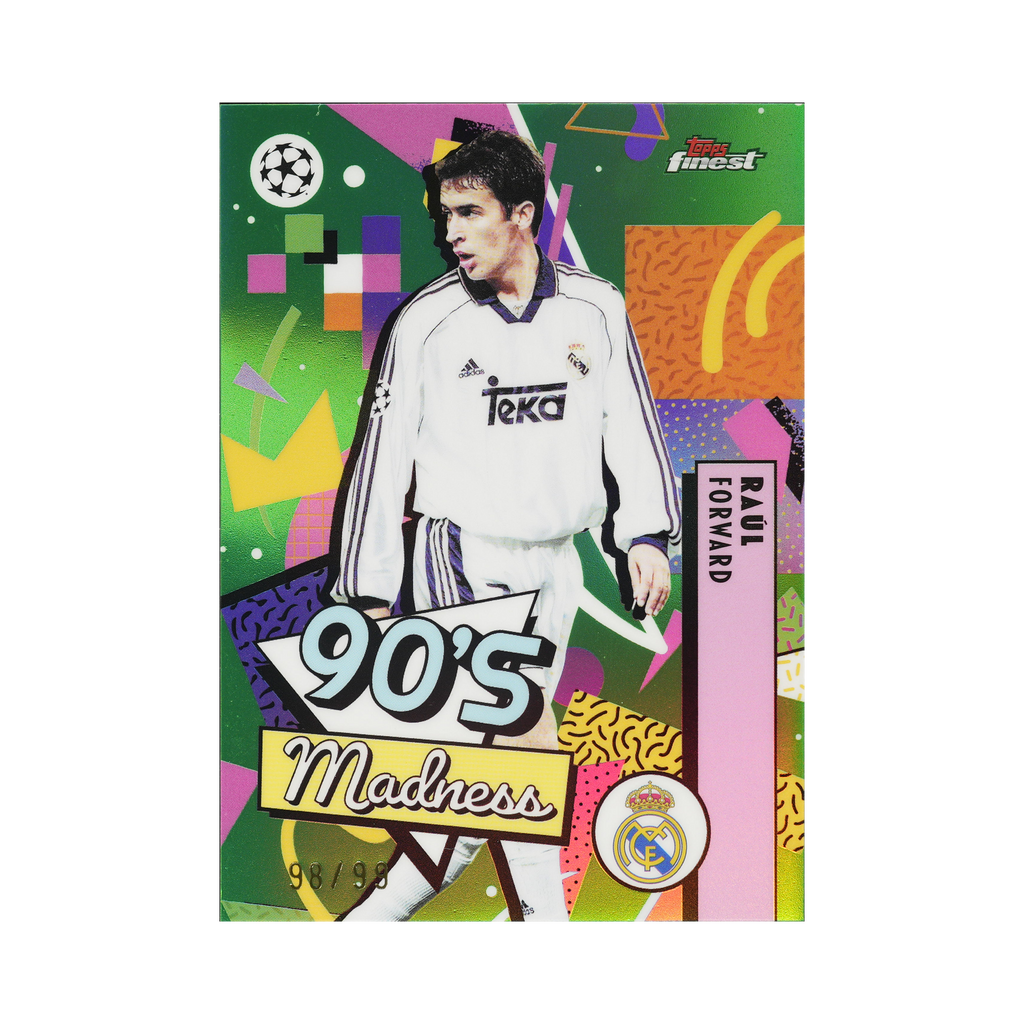 Raúl 2025/26 Green Refractor #MAD-3 98/99, front view